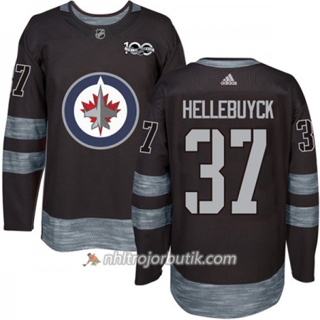 Män Ishockey Winnipeg Jets Tröja Connor Hellebuyck 37 1917-2017 100th Anniversary Adidas Svart Authentic